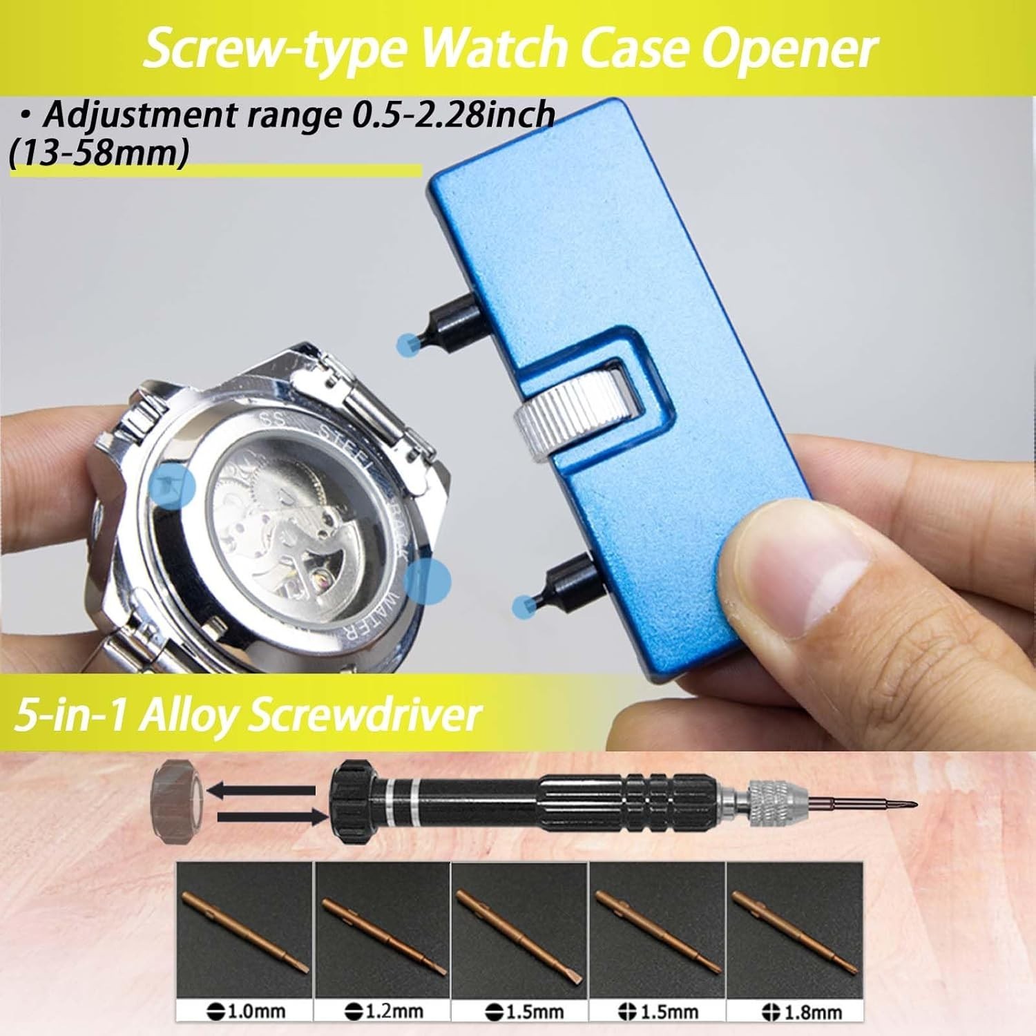 Watch Press Tool Set, Watch Case Opener, Watch Battery Replacement, Watch Band