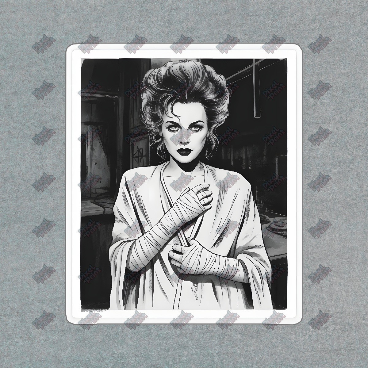 Vintage Horror Aesthetic Sign Bride of Frankenstein Inspired Art #19091