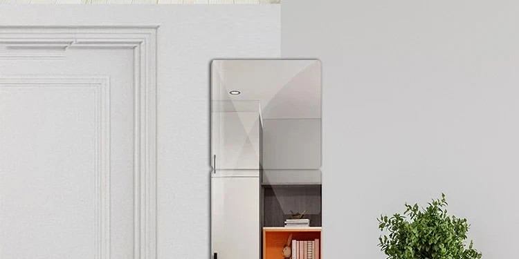 4 Pcs Non Glass Mirror Flexible Mirror Sheets Self-Adhesive Plastic Mirror Tiles