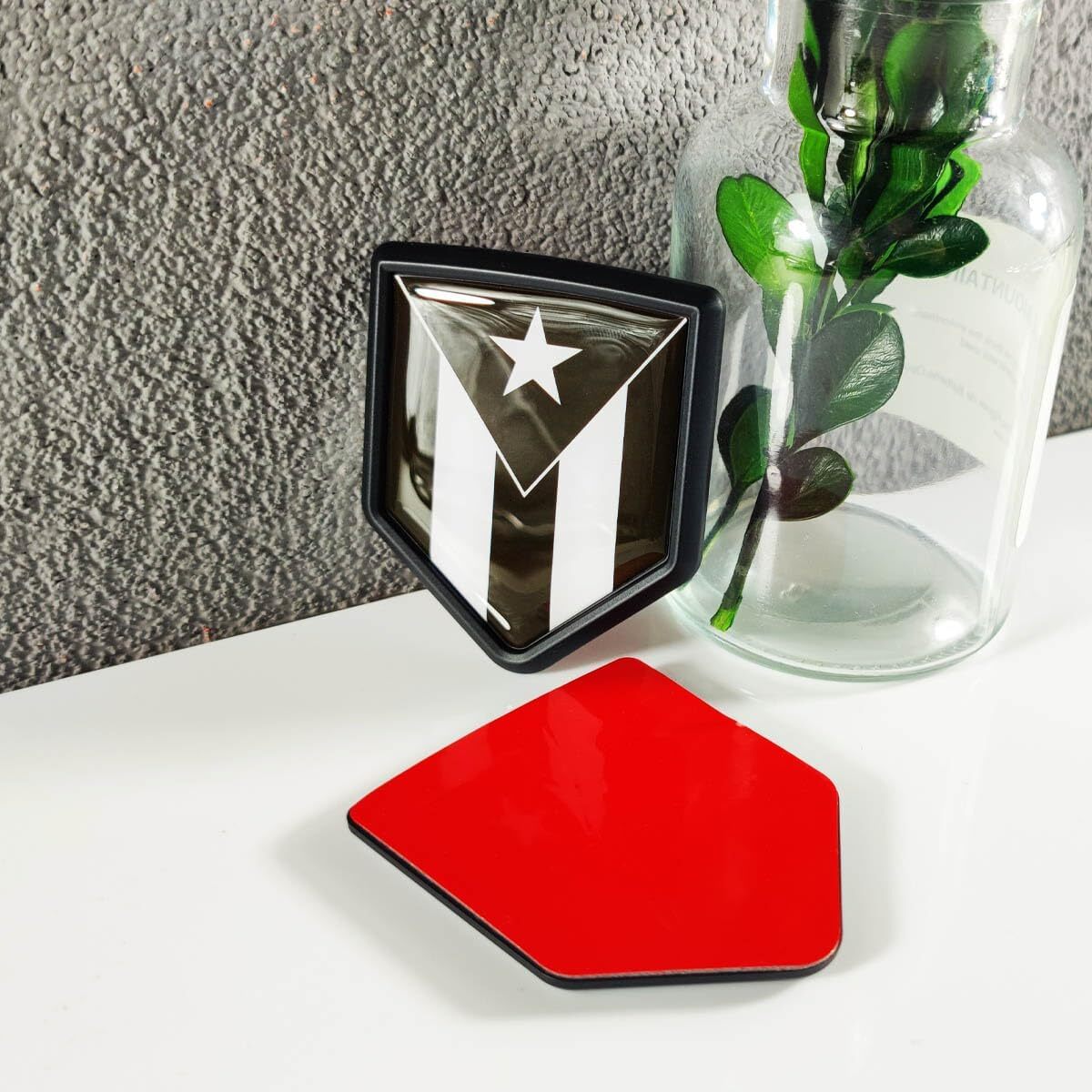 Newperlite Black Puerto Rico Flag Decal Sticker Car Emblem Puerto Rican Flag Car