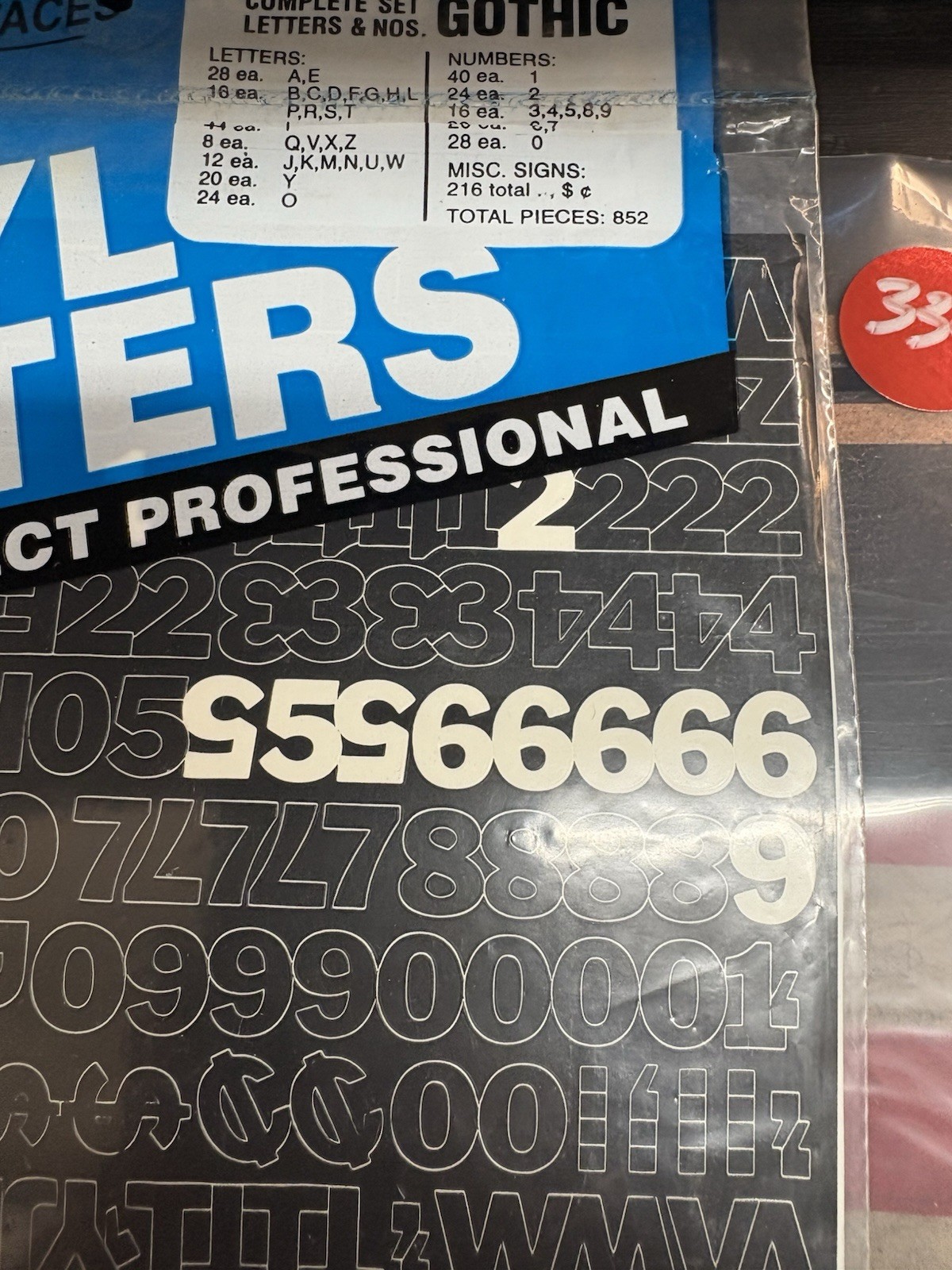 Permanent Adhesive Vinyl Letters & Numbers 1/2” G. Black Partail Few Missing