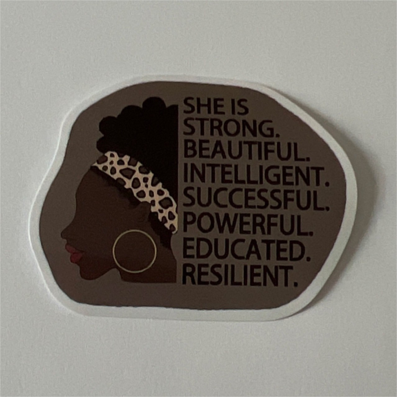 Inspirational African Woman Vinyl Sticker Leopard Print Self-Adhesive sticker