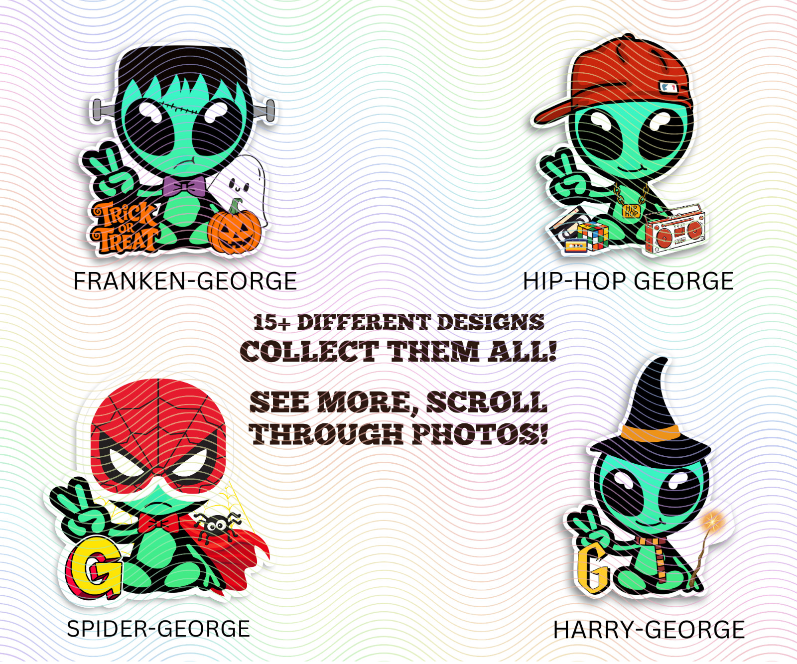Alien George Waterproof Sticker, Cute Collectible Vinyl Decal, Fun Water Bottle