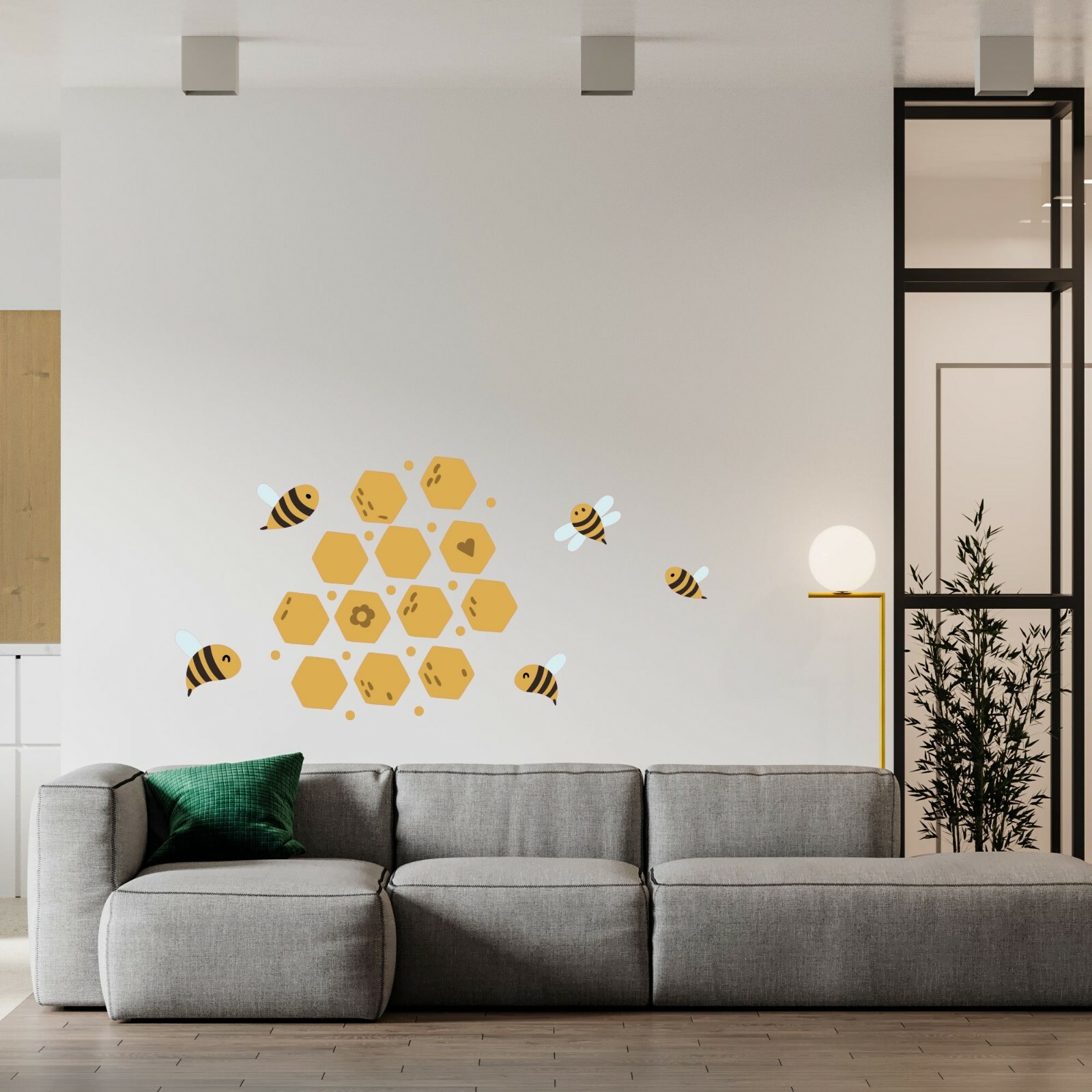 Vinyl Home Art Honey Bees Honeycomb Decoration Multicolored Design Wall Decal