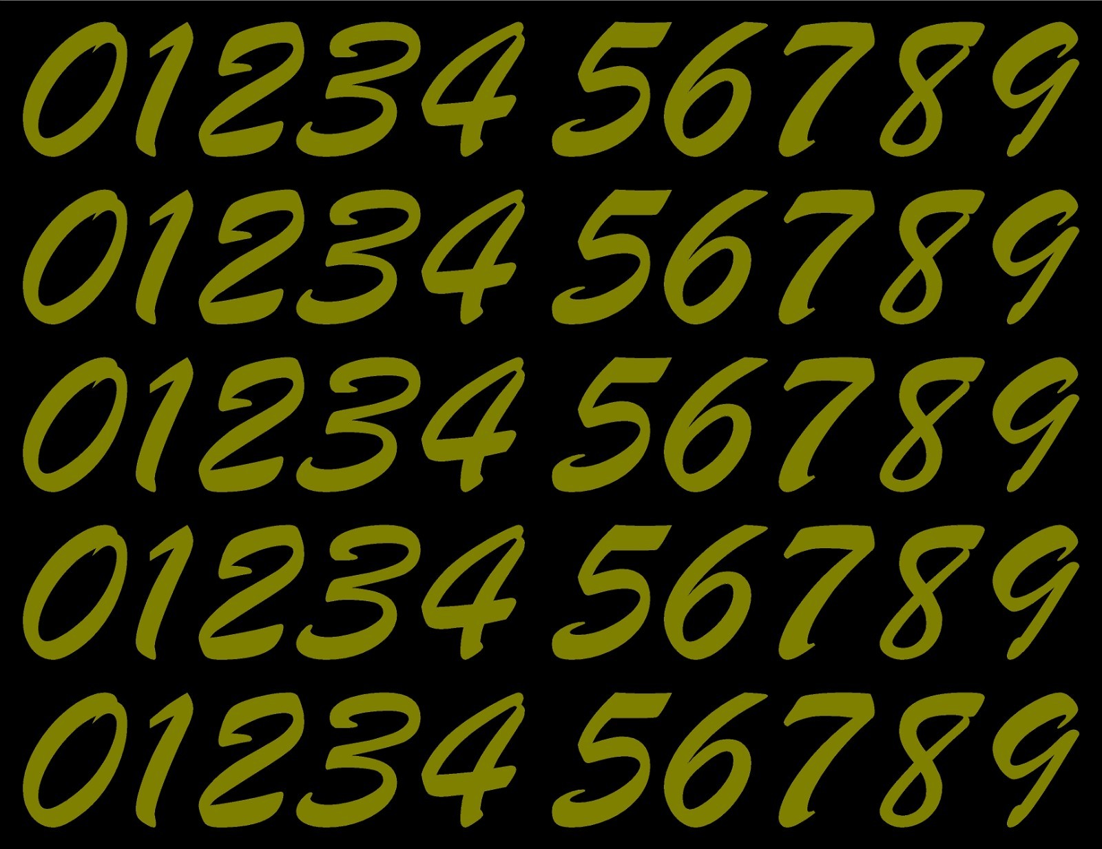 0 1 2 3 Numbers Script Die Cut Vinyl Decals Waterproof Many Colors and Sizes