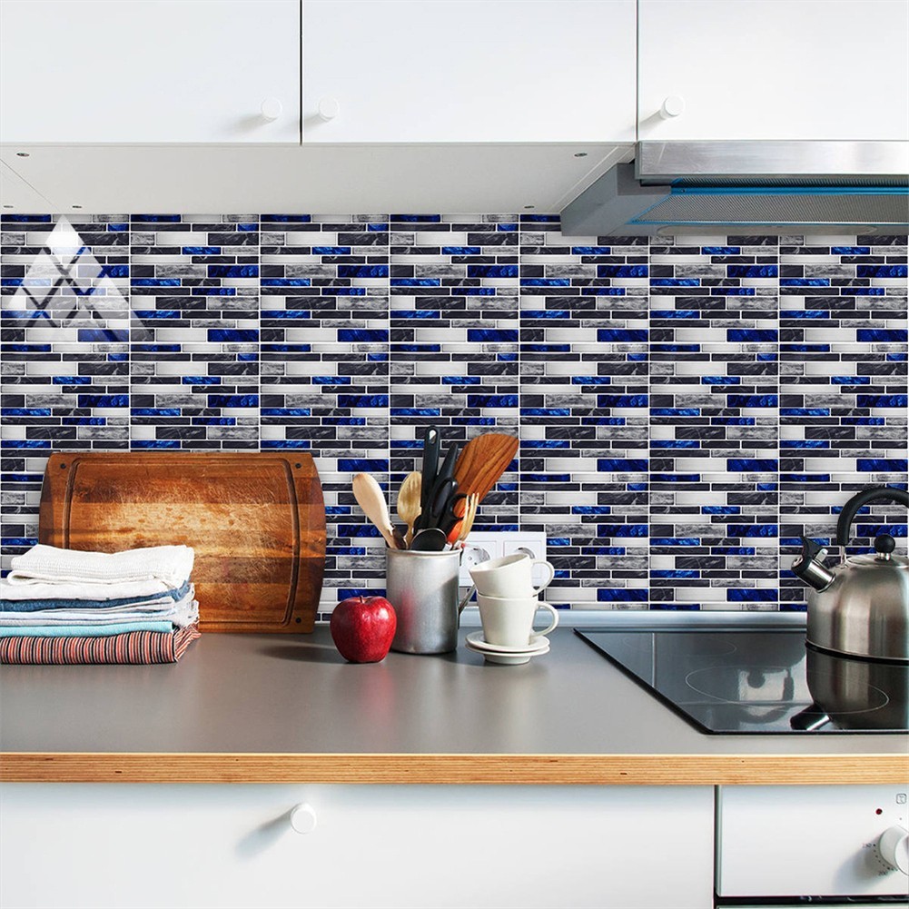 Easy Installation 3D Tile Stickers Waterproof Kitchen Bathroom Decor (10Pcs)