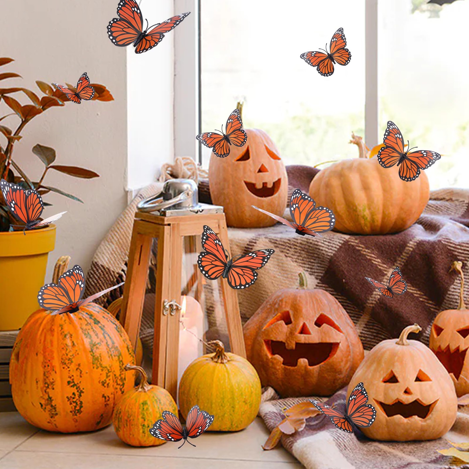 "Monarch Butterfly Decorations, 12 Pcs, Dia de los Muertos, 3 Sizes"