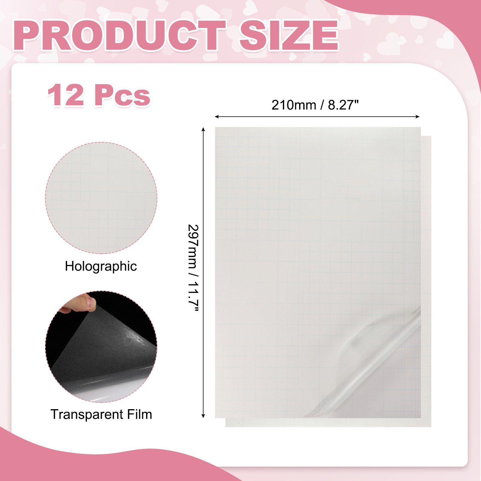 12 Sheets 8.3"x11.7" Holographic Sticker A4 Self-Adhesive Film(Textured)