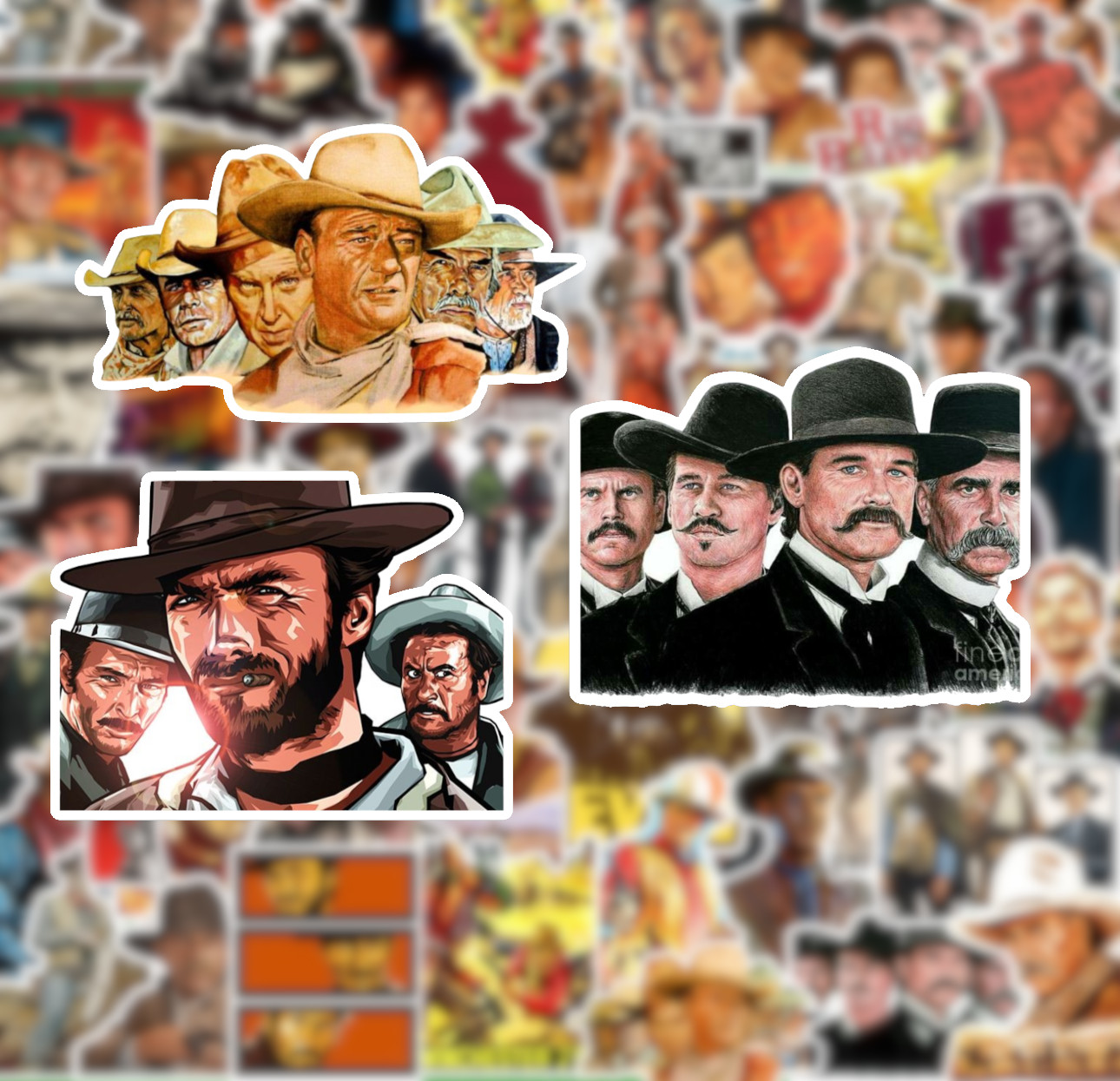 25/50 Western Movie Sticker Pack-Matte Vinyl- Eastwood Good Bad Ugly John Wayne