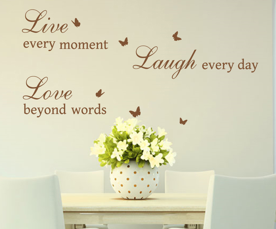 Live Love Laugh Quotes & Butterflies Art Vinyl Sticker, Wall Decal- HIGH QUALITY