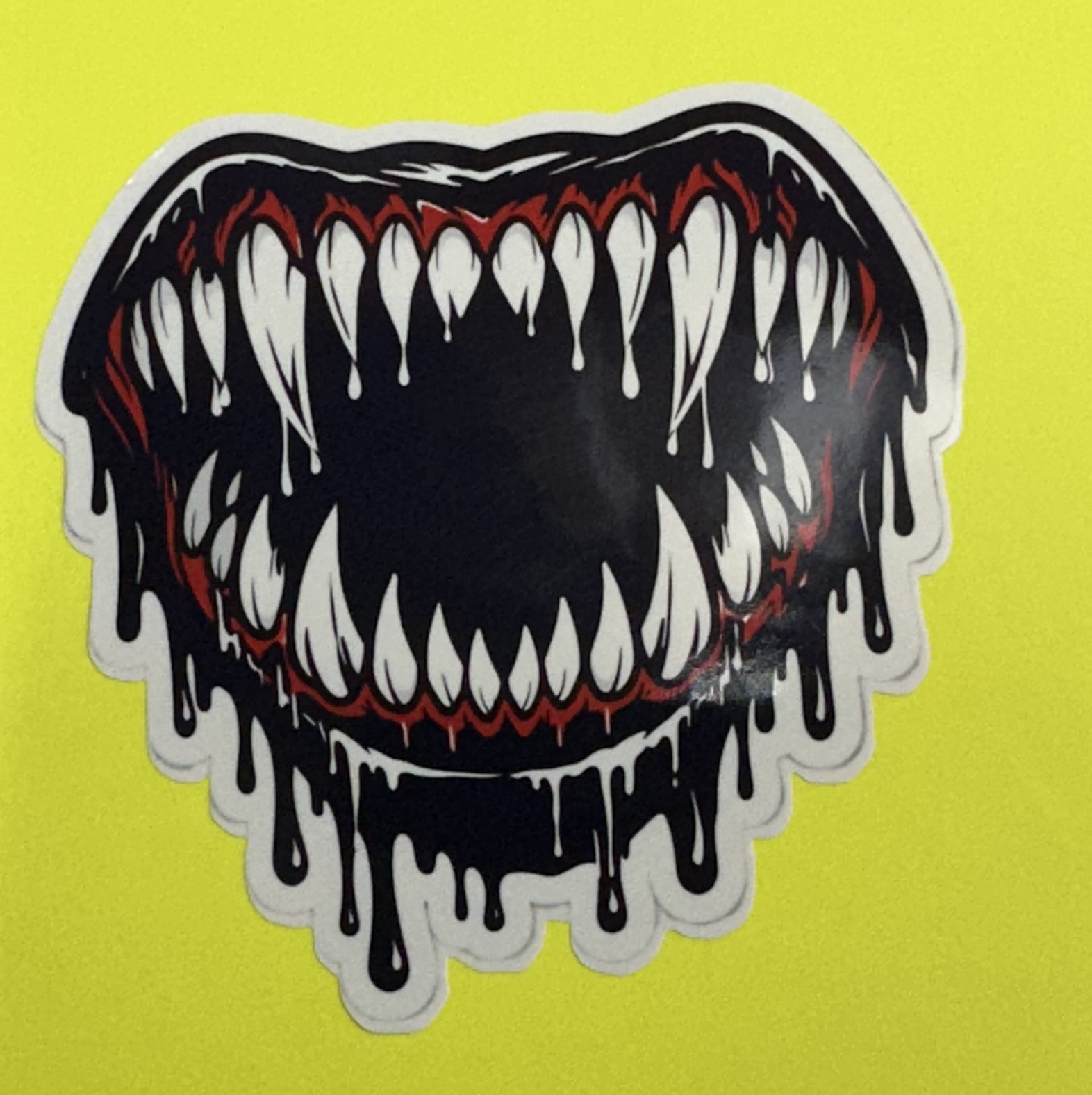 3 inch Dripping Monster Mouth Horror Vinyl Sticker Creepy Teeth Decal