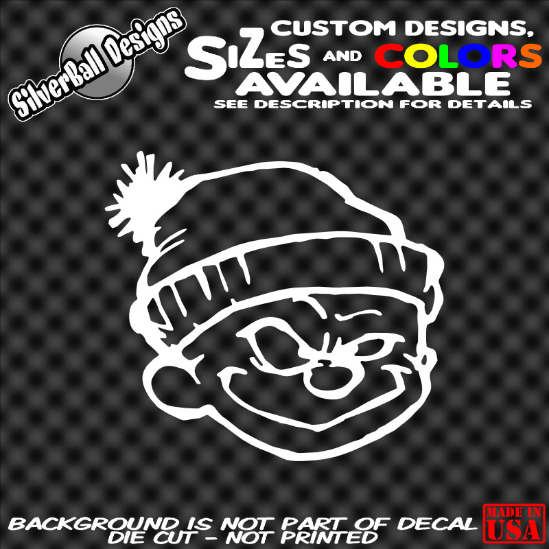 Calvin Grin with Winter Hat – Custom Vinyl sticker Car Truck Window