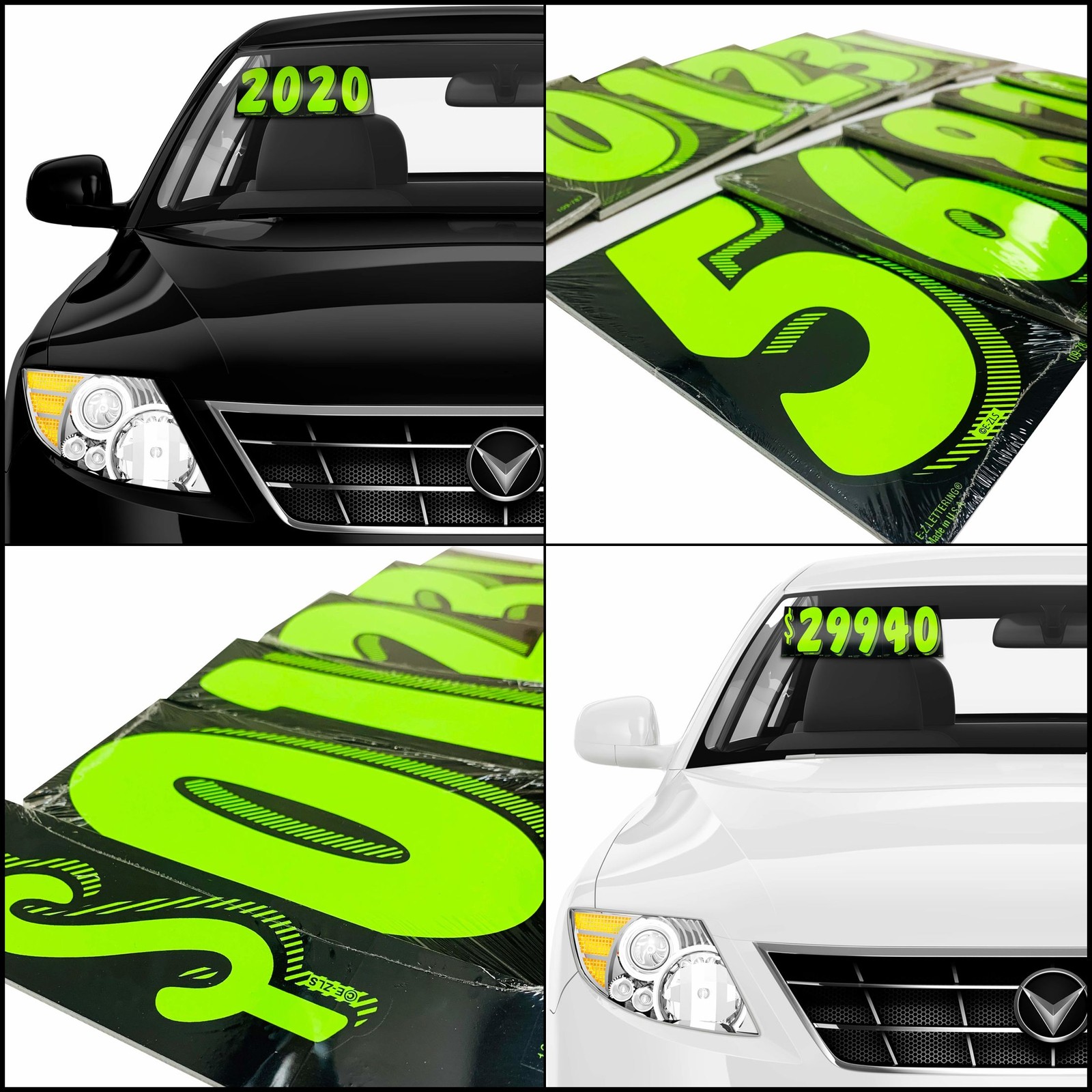 EZ Line Vinyl Windshield Number Decals Chartreuse Dealer Pro Pack