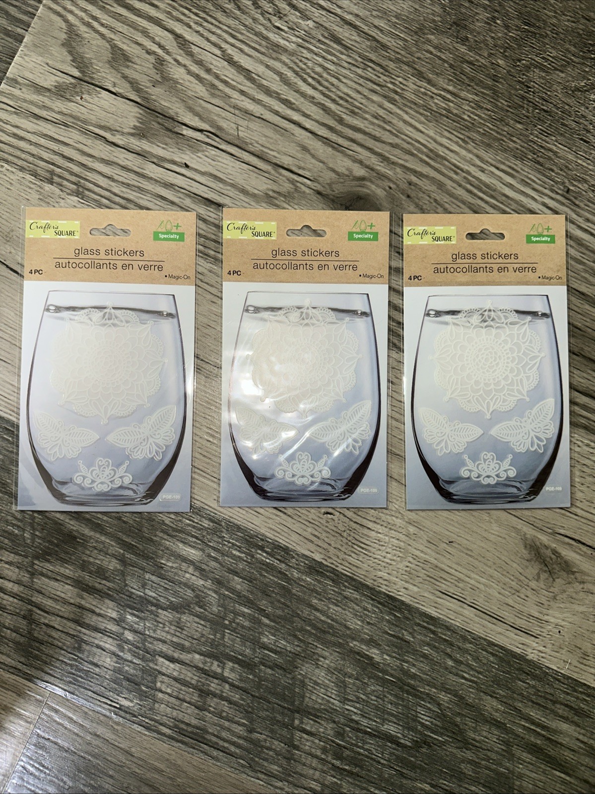 Glass Stickers 4-Piece Mandala White Decals For Your Crafts Lot Of 3