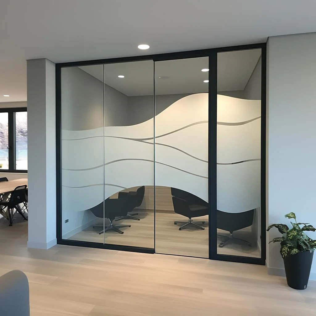 Frosted Glass Privacy Sticker | Wave Design Window Film for Office Home