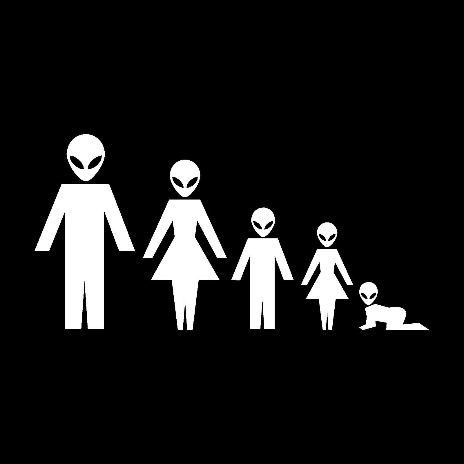 Alien Stick Figure Family Set Decal Truck Laptop Car Skateboard Window Sticker