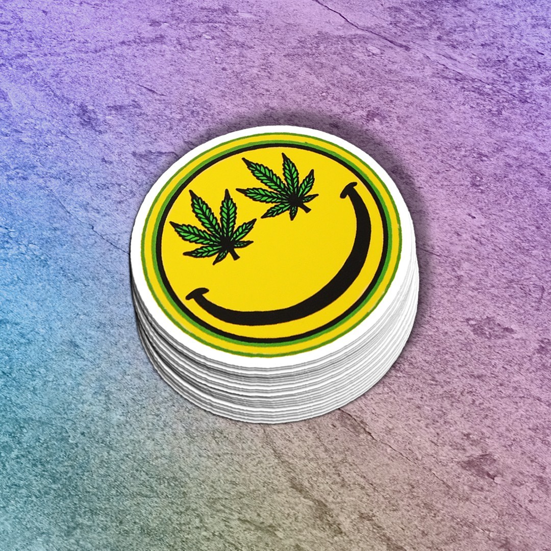Pot Leaf Smiley Face Vinyl Sticker: Marijuana Life Decal – Smoke Life Fo Sho