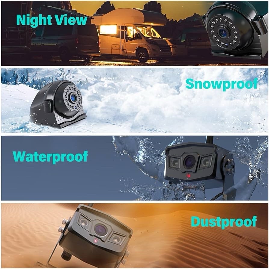 10.1" Wireless Solar Magnetic 9600mA Backup Camera IPS Monitor DVR for Truck RVs