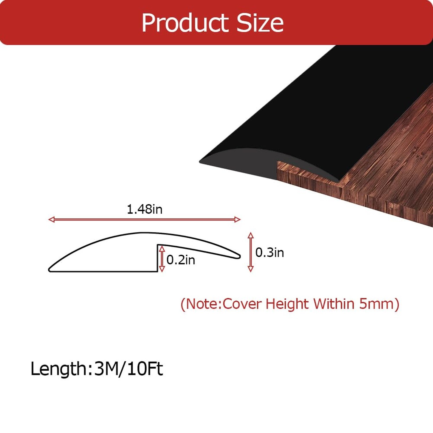 Carpet Floor Transition Strip 10Ft, Self-Adhesive Carpet to Tile Transition E…
