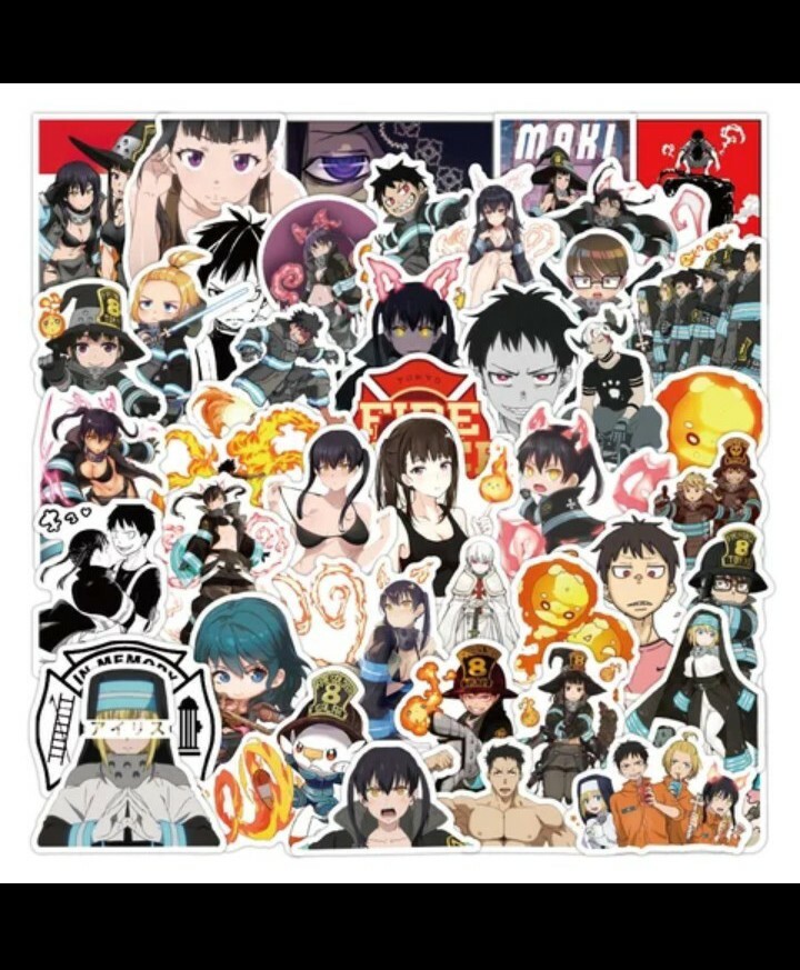 50 pack Fireforce Waterproof Vinyl Stickers for HydroFlask Laptop CarBumper