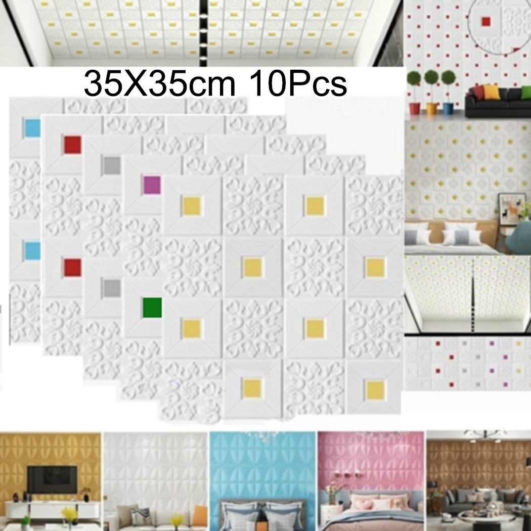 10pcs Waterproof and Removable Foam Wall Stickers Realistic Brick Look