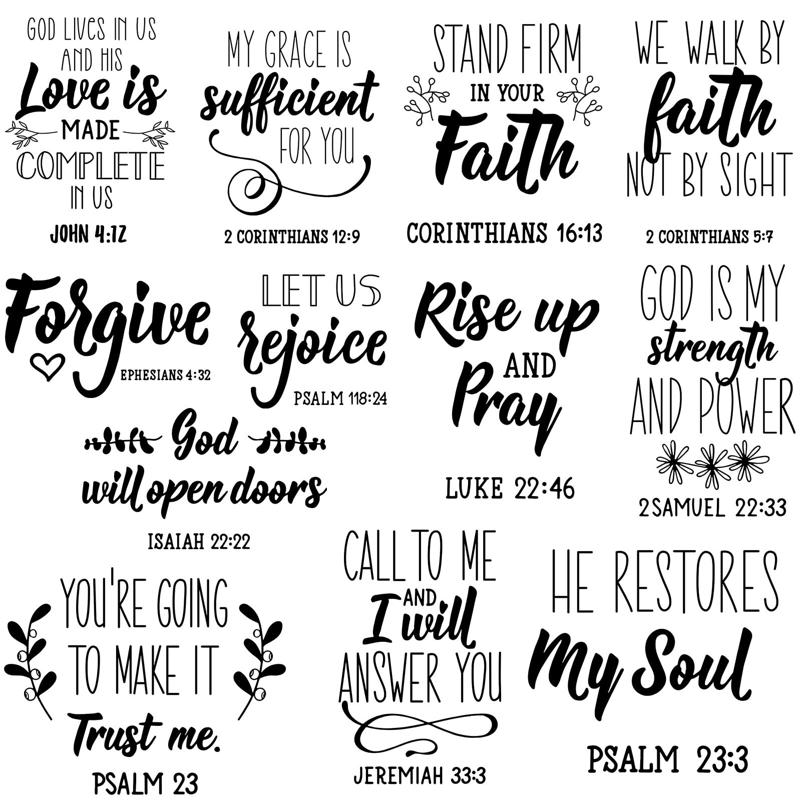 Sabary 12 Pcs Bible Verse Wall Decals Religious Scripture Wall Art Inspiratio…