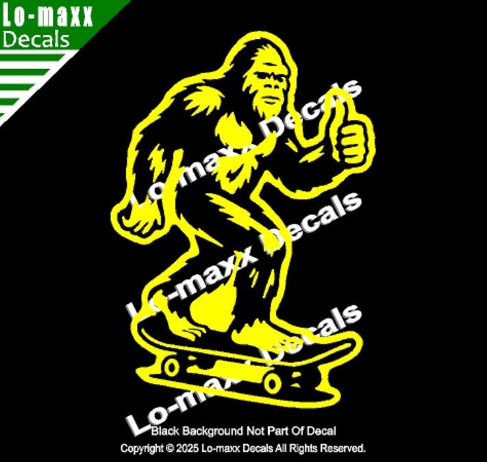 Sasquatch Yeti Skateboard Car Truck Funny Bigfoot Vinyl Sticker Die Cut Decal