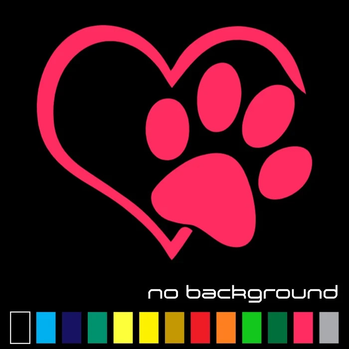 PAW PRINTS with HEART Decal Vinyl Stickers | Love of Dog Cat Puppy Pet