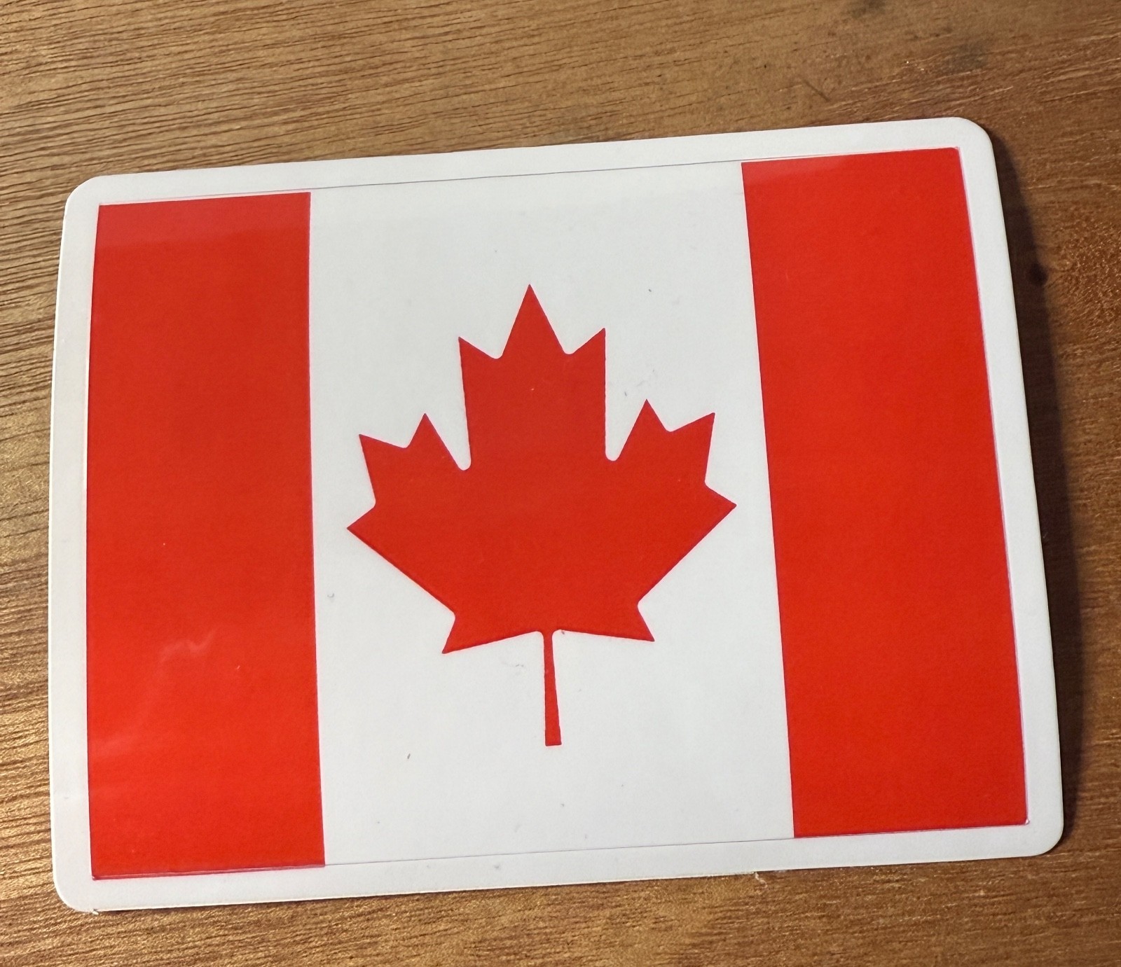 STICKER Canadian Flag Maple leaf red white vinyl laminated laptop water bottle
