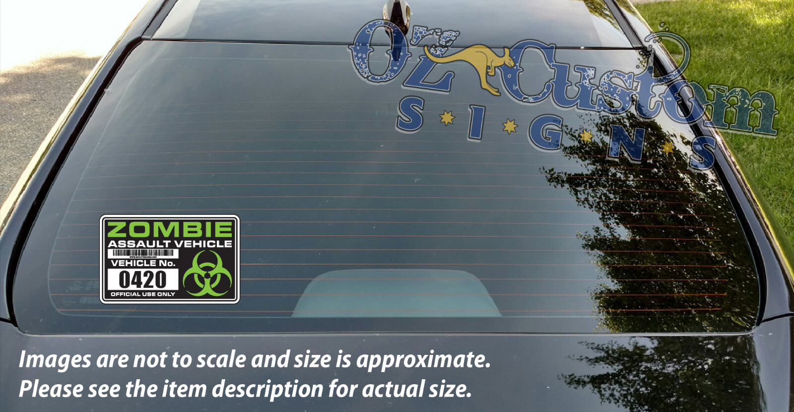 Zombie ASSAULT VEHICLE Permit – Green – Full Color Decal/Sticker