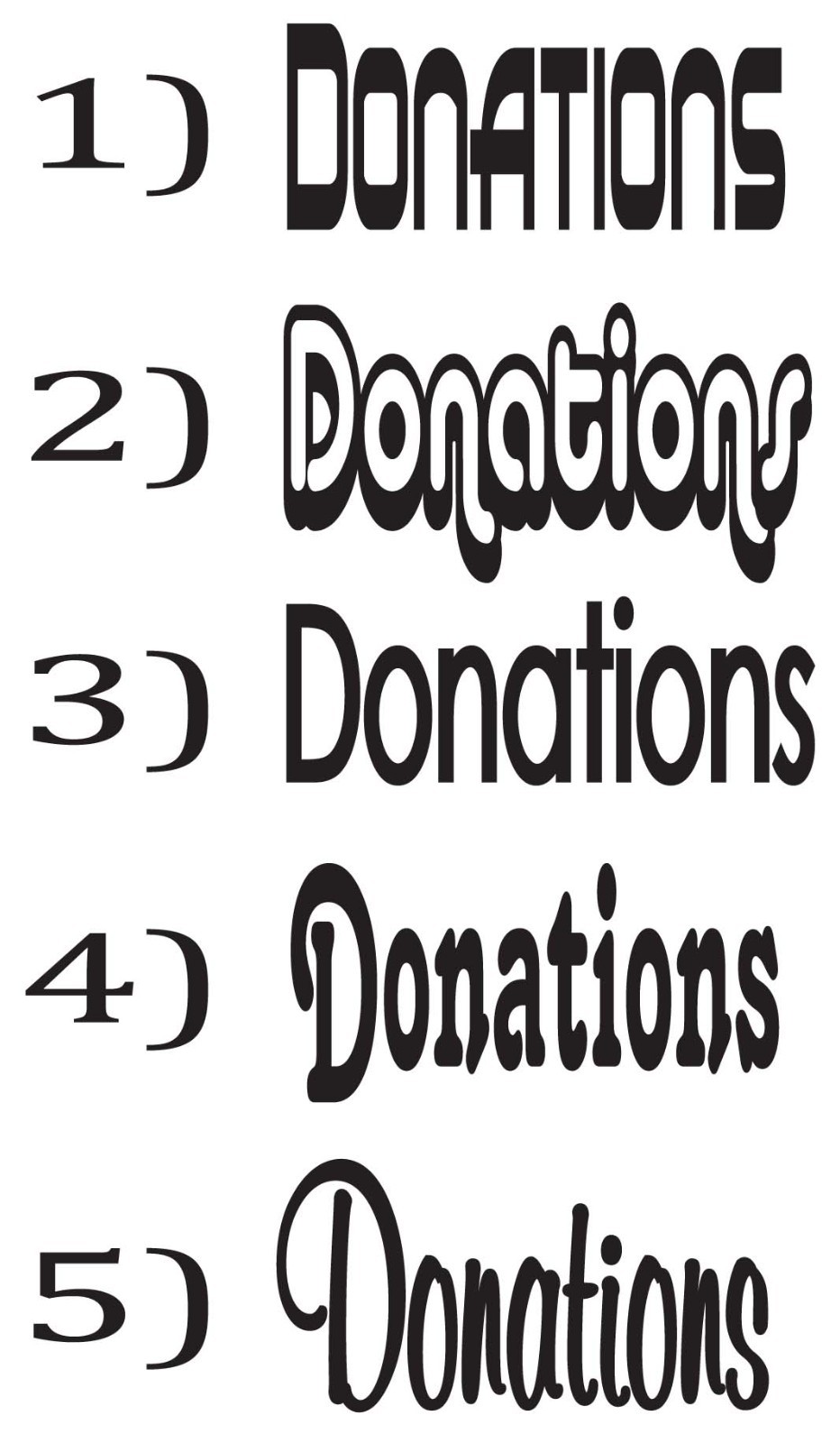 Make your Own DONATIONS Jar Vinyl Sticker Decal 3"w-5"w (Jar not Included)