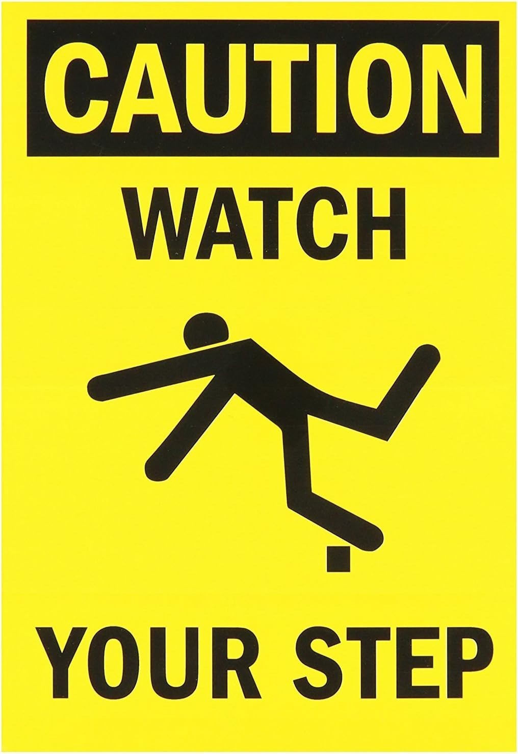 (2 Pack) Caution: Watch Your Step Sticker 7 x 10 Inches