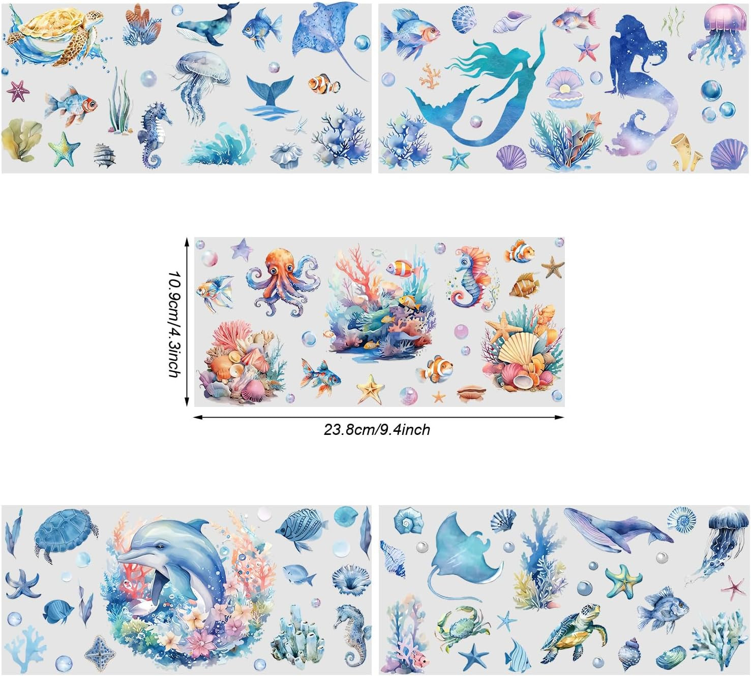 5Pcs Cartoon Animal UV DTF Transfer Stickers for Glass Cups, Waterproof Decals,