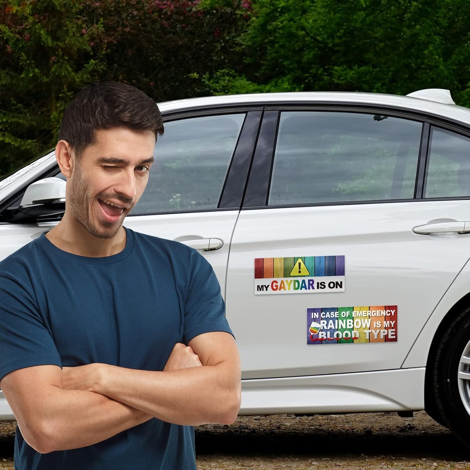 Funny Rainbow Magnetic Car Stickers Set for Vehicles and Metal Surfaces