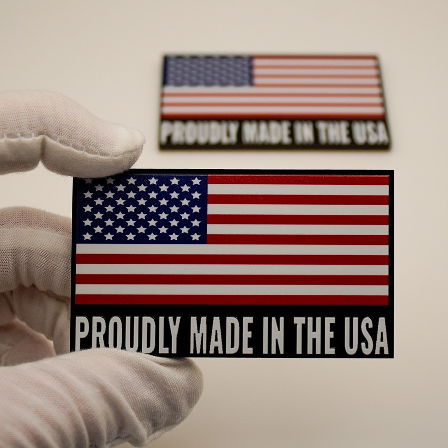 Made In The USA 3D Acrylic Emblem Badge American Flag Toolbox Garage Fenders 2PC