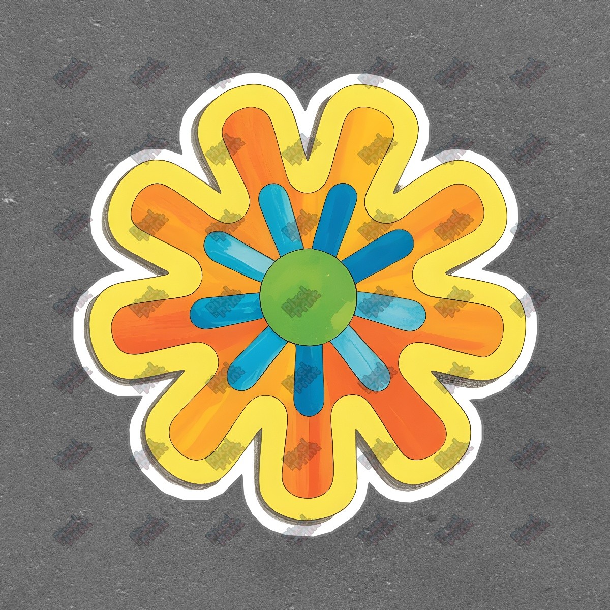 Retro 1960s Flower Power Sign Colorful Pop Art Décor for Cheerful #8570