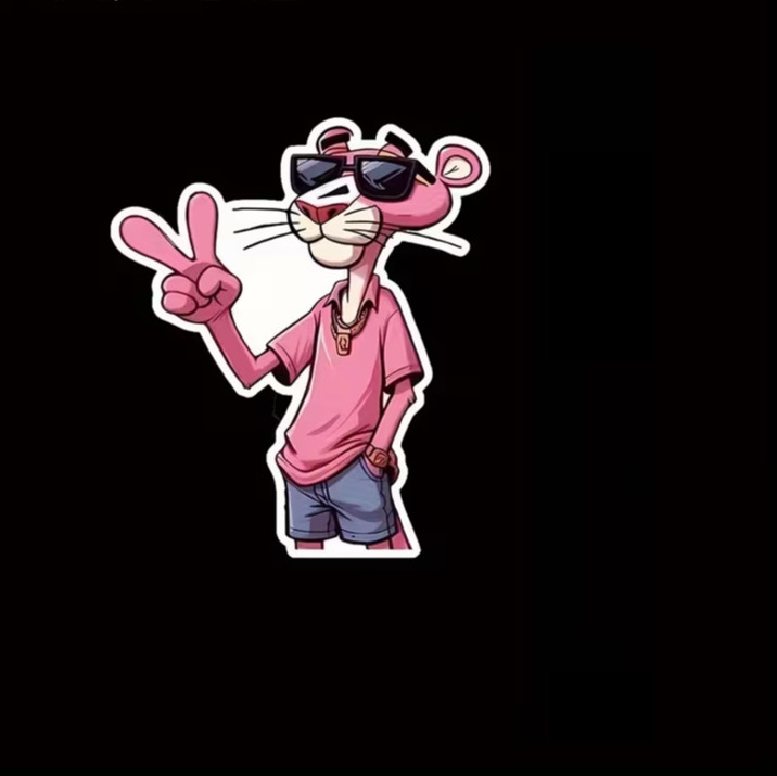 5" Pink Panther Vinyl Sticker Waterproof UV-Resistant Decal with Iconic Peace