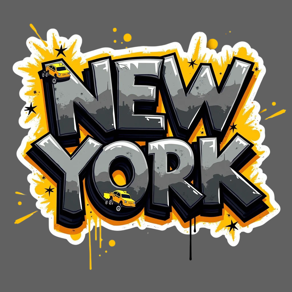New York Sticker Vinyl Decal Graffiti Urban Taxi Street Art NYC Style