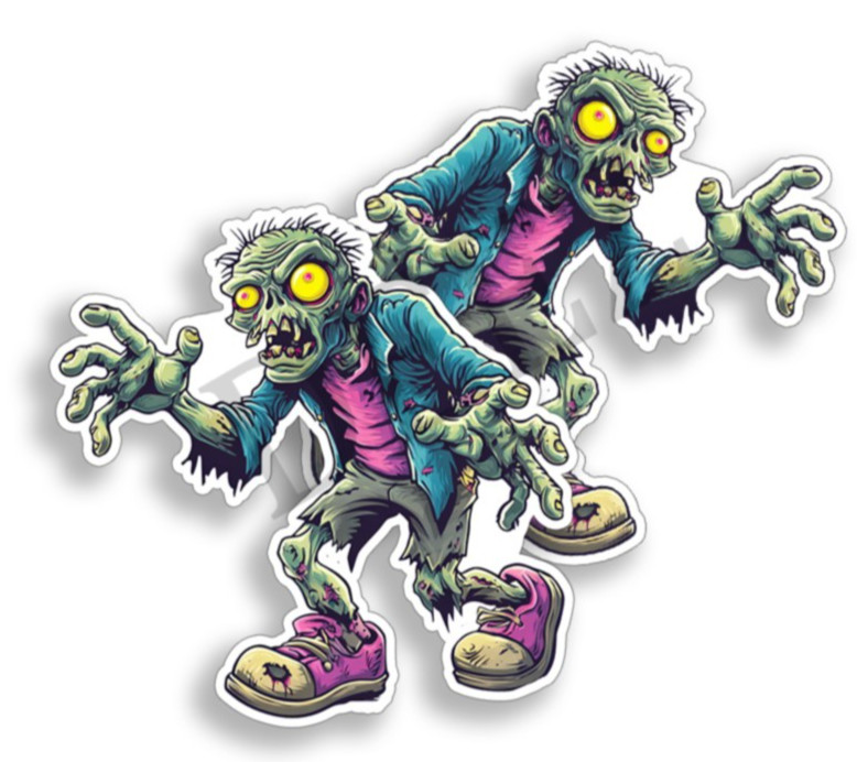 Halloween Stickers Rotten Zombies – Indoor Outdoor Vinyl Decals – Set of 2