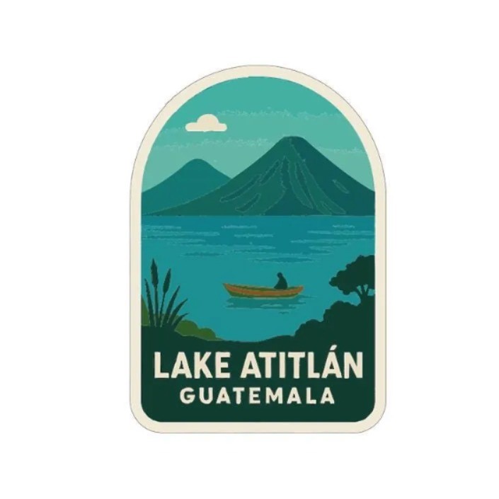 Lake Atitlán Guatemala Iron On Heat Transfer Vinyl HTV Die-Cut Symbolic Landmark