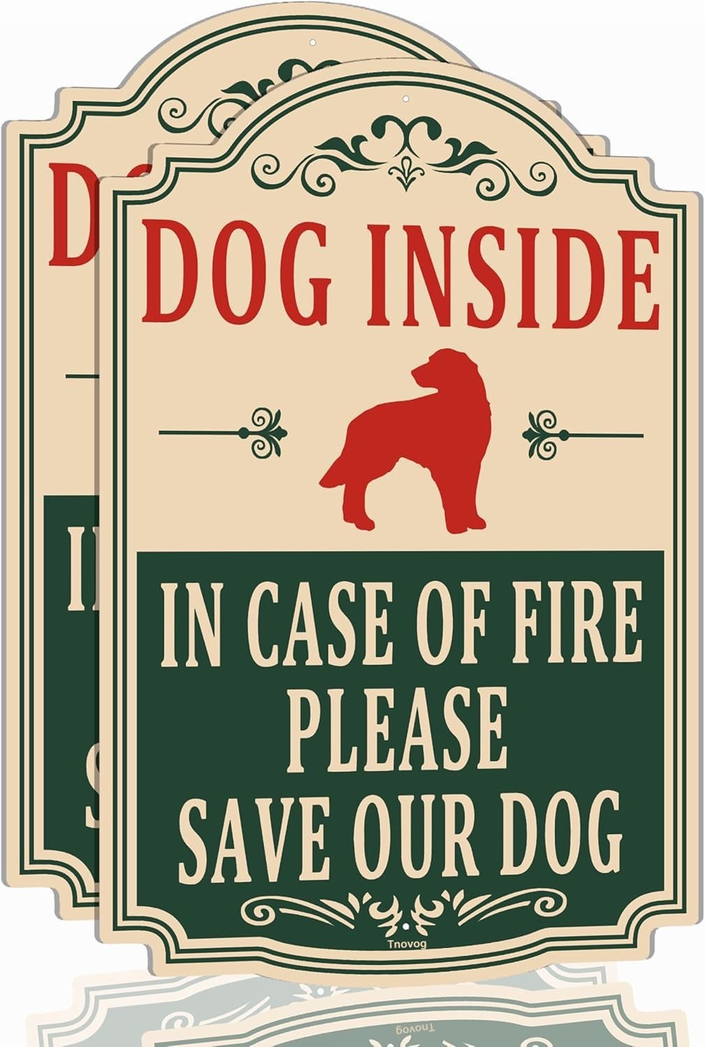 Pet Safety Sign – Dog Inside, Save Our Dogs – Reflective Metal, Weatherproof, 12