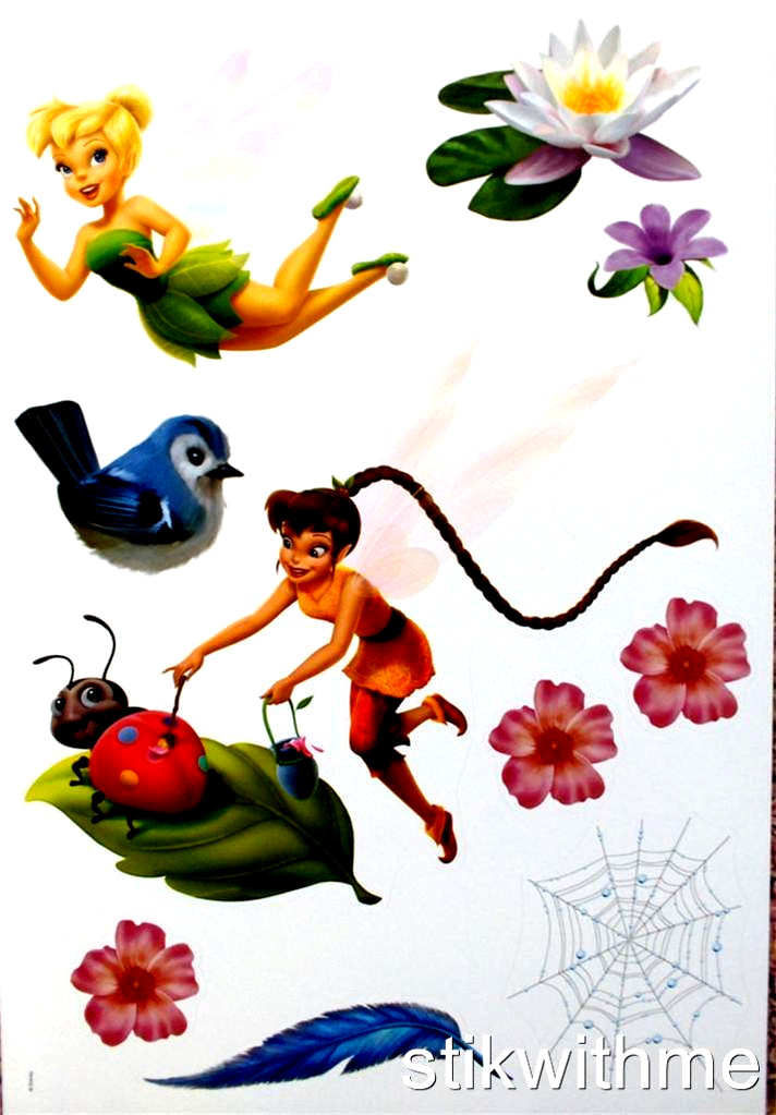 DISNEY FAIRIES Tinkerbell & Friends 48 REMOVABLE WALL STICKERS NEW FREE SHIP