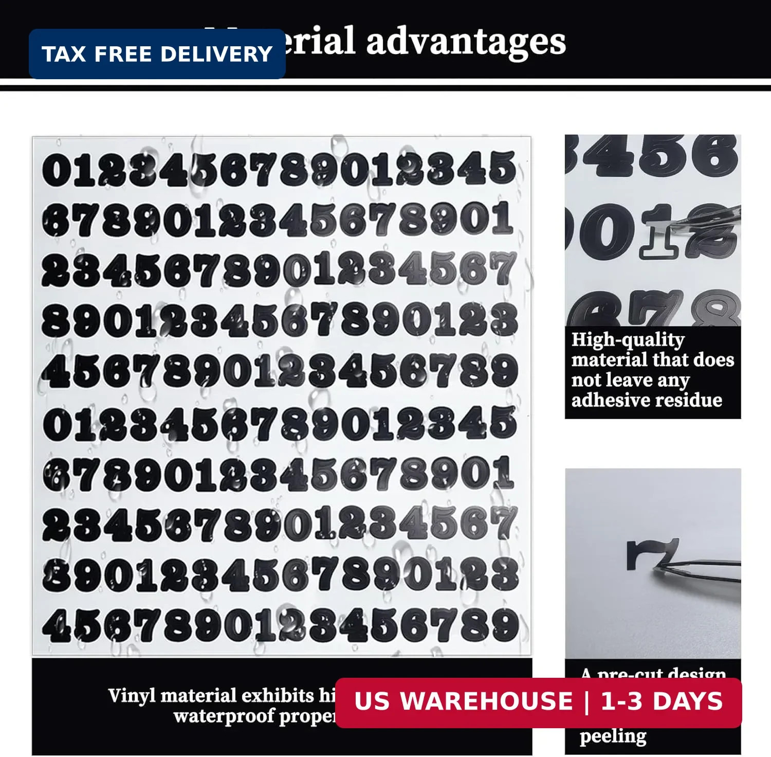 1/2 Inch Self Adhesive Vinyl Number Stickers, Waterproof Number Stickers for Org
