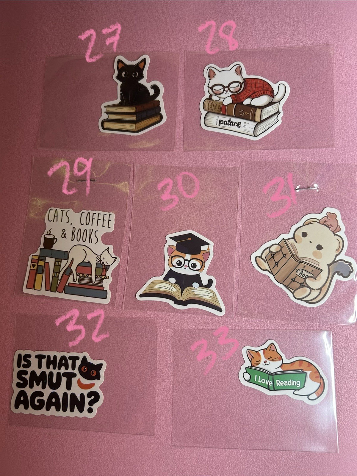 Stickers Of Cats Reading Books