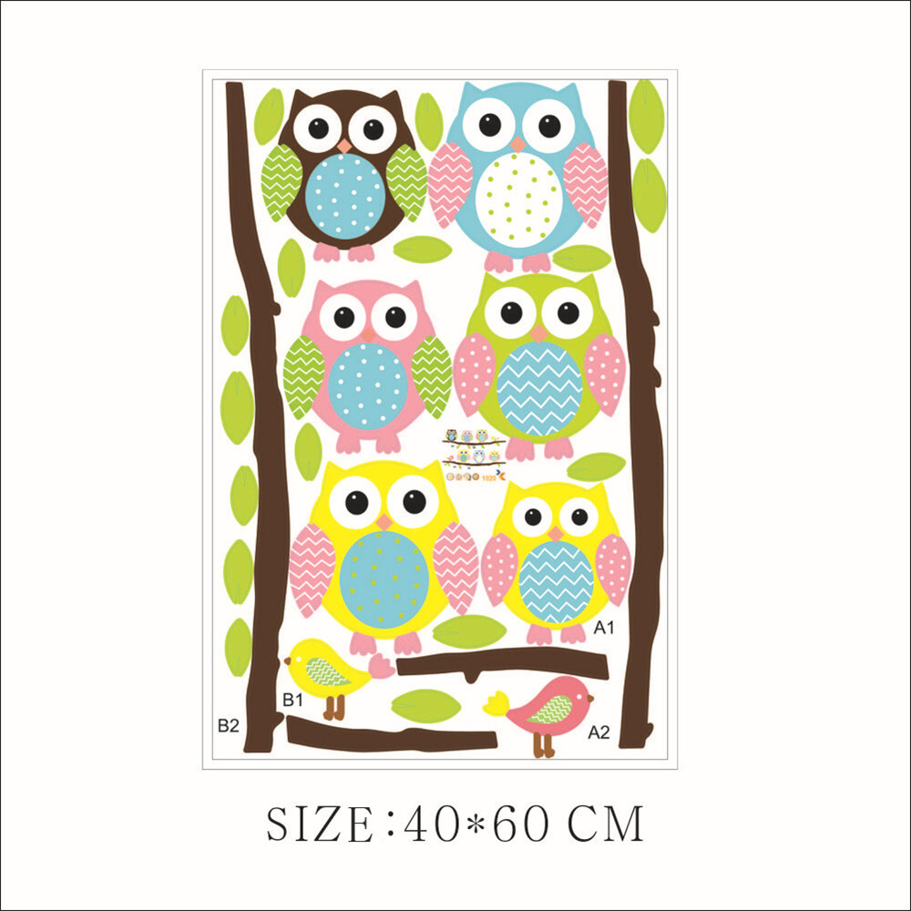 Cartoon Owl Tree Nursery Kids Baby Girl Boy Wall Sticker Paper Decal Art Decor