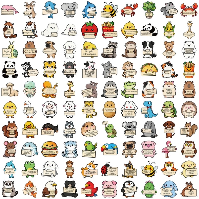 100Pcs None Animal Face Decals PVC Scratch Proof Laptop Skin Stickers