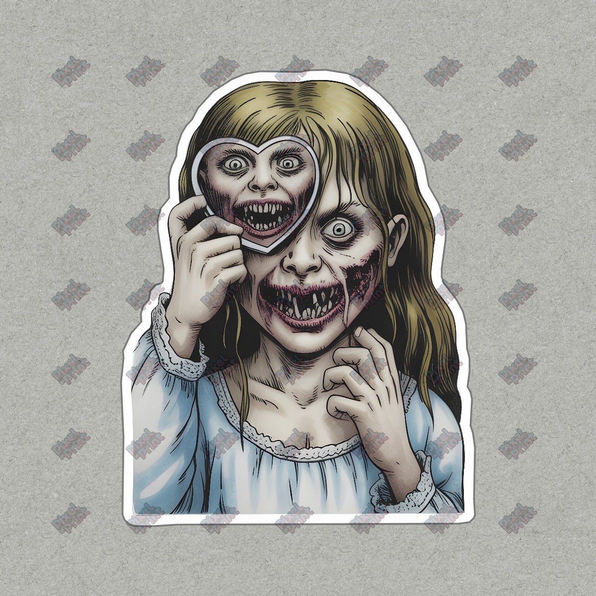 Creepy Zombie Girl Nightgown Art Horror Themed Decor Unique Gothic #8842