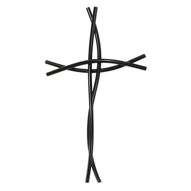 Wall Cross Metal Braided black 15.75h