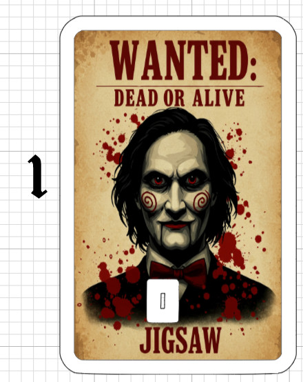 Wanted Poster Jigsaw Credit Debit ATM Card Skin Sticker Halloween Horror SAW USA