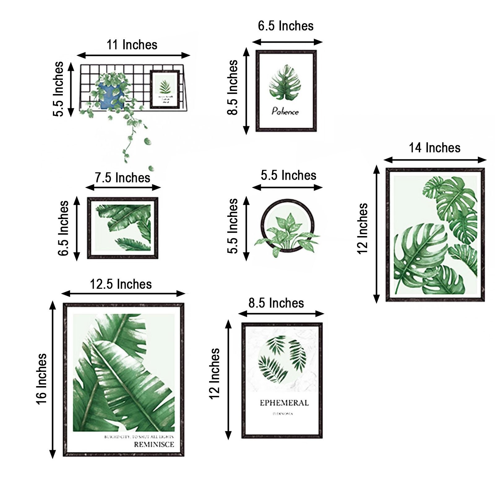 Green Wall Stickers Frame with Tropical Leaves Removable PVC Living Room Home